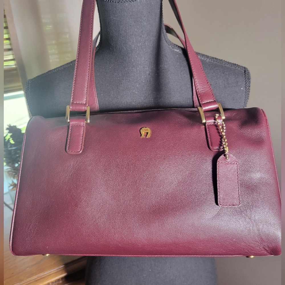 VINTAGE ETIENNE AIGNER BURGUNDY LEATHER DOCTORS BAG SATCHEL